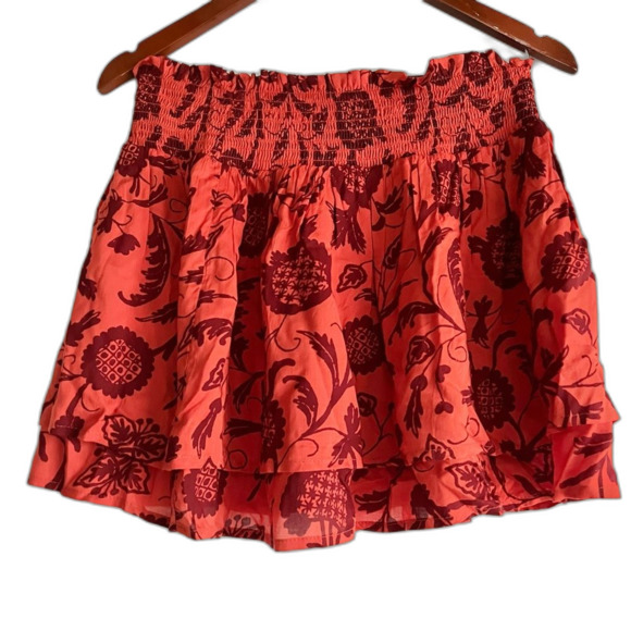 By Anthropologie Beaded Skirt Set Orange Rust Tropical Print NWT - Picture 5 of 15